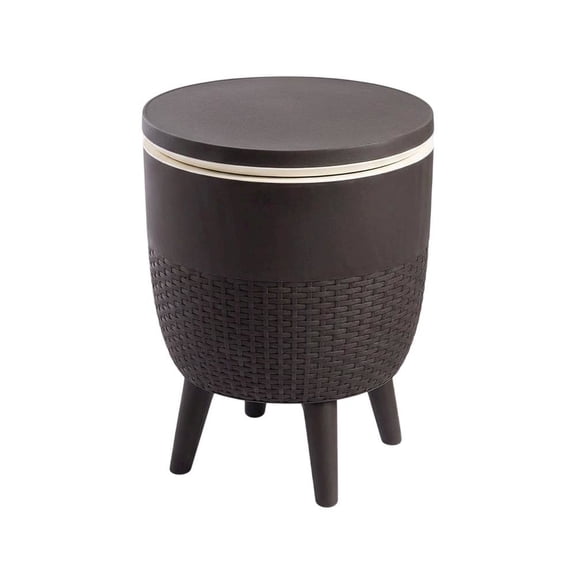 Brown 2-In-1 Side Table And Cooler For Indoor And Outdoor Use
