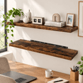Brown 2-Pack Floating Wall Shelves 47"W x 9.3"D Rustic Wood Grain for ...