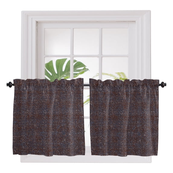Brown 2 Panel Kitchen Curtains for Small Windows, Farmhouse Vintage Chocolate Solid Color Bathroom Tier Curtain, Short Window Treatment for Bedroom/Living Room 55"x24"