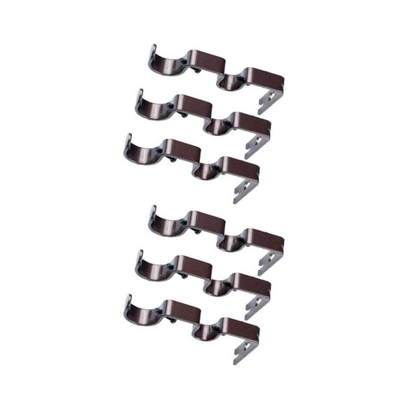 Brown 2 Set Of 6 Adjustable Metal Drapery Double Curtain Rod Bracket Holder For 1 And 5/8inch Rod,Sturdy Steel