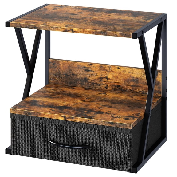 Brown 2 Tier Desktop Printer Stand Multi-purpose Organizer