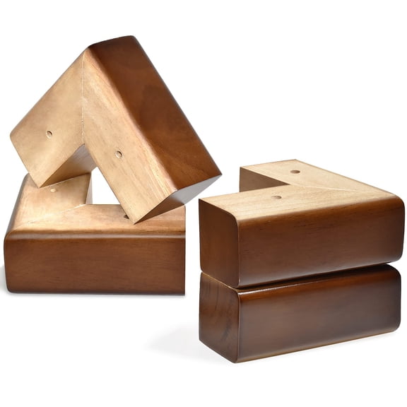 Brown 2 inch Solid Wood Furniture Risers 4 Pack for Beds Sofas Cabinets Tables