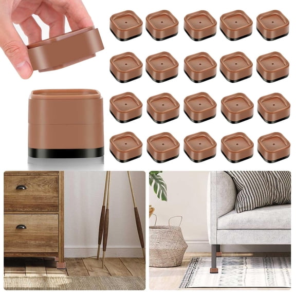 Brown 20 Pack Furniture Risers 1 Inch Heavy Duty Stackable Lift Blocks For Sofa Cabinet Bed Desk Chair