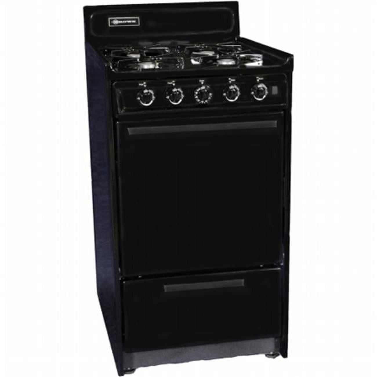 Black Porcelain 20" Free-standing Gas Range with Pilotless Ignition