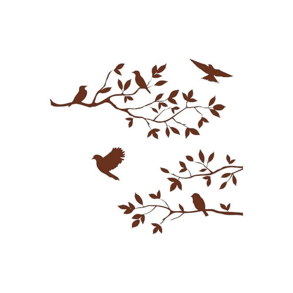 Brown 20" x 59" Burnish Birds & Blossoms Vinyl wall art Inspirational quotes and saying home decor decal sticker