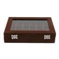 Brown 24 Grid Earring Ring Jewelry Display Tray with Transparent Lid