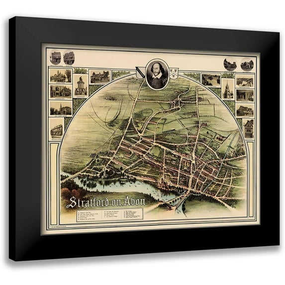 Brown 24x20 Black Modern Framed Museum Art Print Titled - Stratford upon Avon England Panoramic - Brown 1908