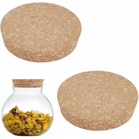 Brown 2Pcs Large Cork Lids for Jar 3.7 to 4 Inch Wood Tapered Plugs Replacement Wine Bottle Cork Lids for Mason Jars Glass Bottles Wine Beer Bottle Canning Jars and Pottery