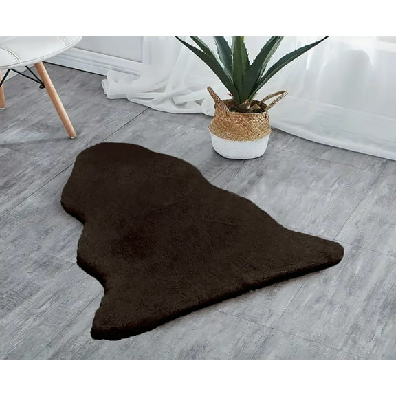 Brown 2x3 Feet Faux Rabbit Fur Fuzzy Soft Fluffy Plush Cozy Shaggy Area Rug