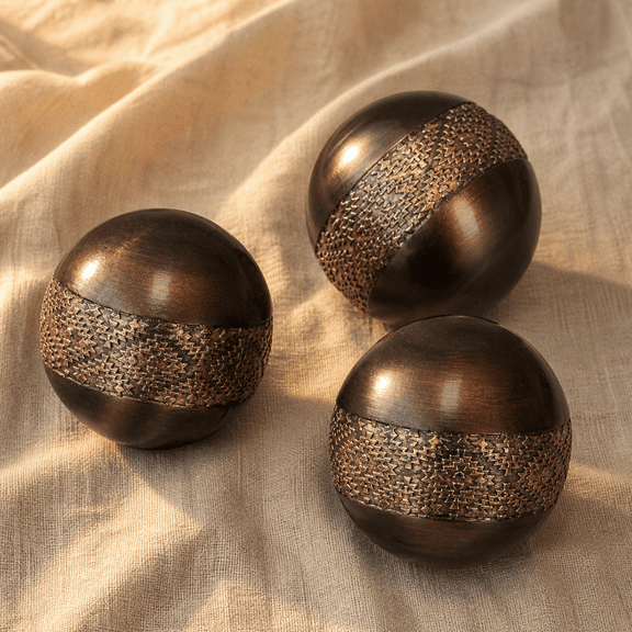 Brown 3" Decorative Balls Set Of 3 Vase Filler Home Decor