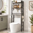 Brown 3-Tier Over The Toilet Storage Rack with Drain Basket for ...