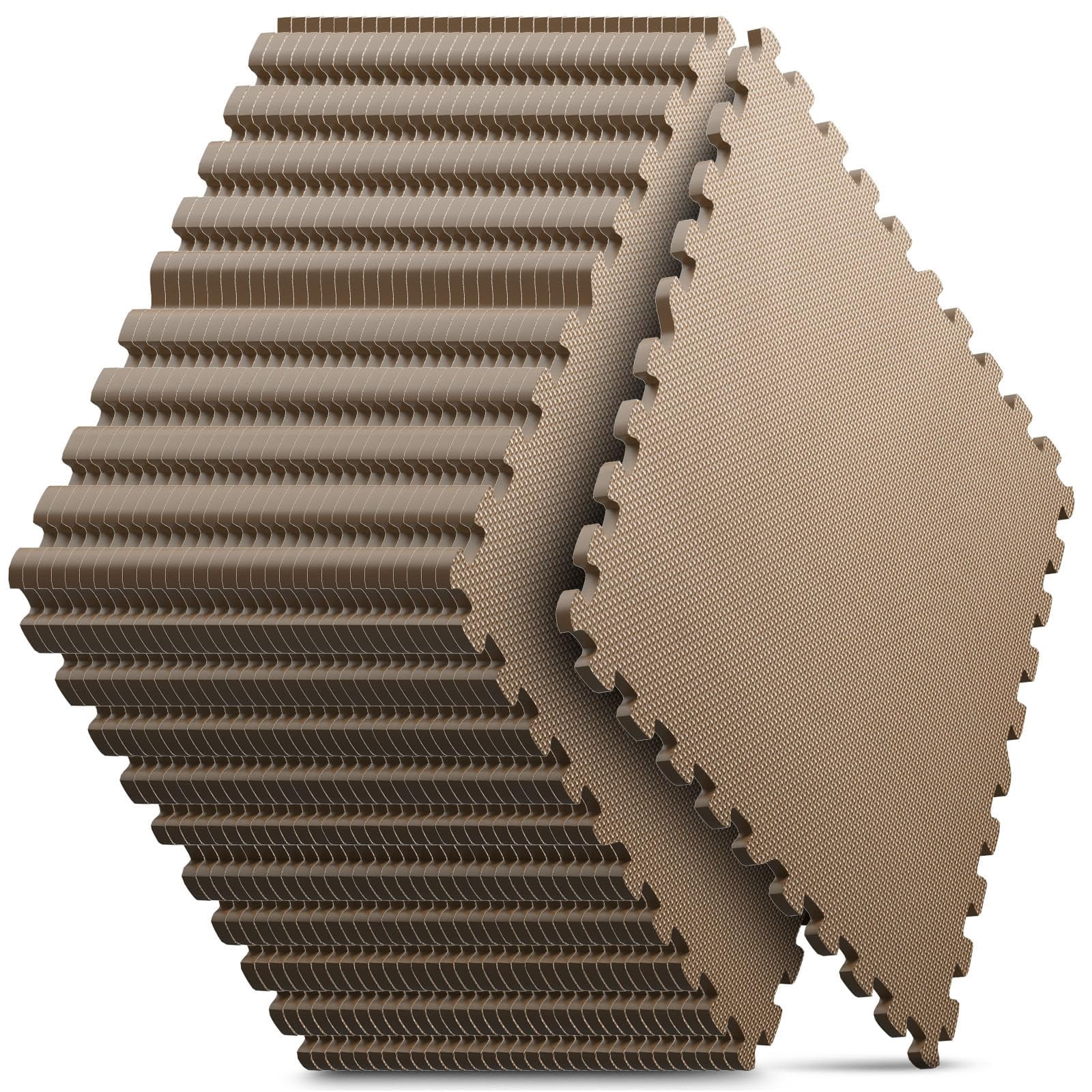 Brown 32 Pack(128 SF) Interlocking Foam Floor Tiles Exercise Mat for Home Gym and Kids' Play Areas