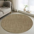 thumbnail image 1 of Brown 3ft Round Rug, Farmhouse Burlap Solid Beige Color Modern Linen Texture Non-Skid Rubber Backing Large Area Rugs - Living Room Bedroom Home Office, Indoor Floor Mat Carpets Washable Rug, 1 of 9