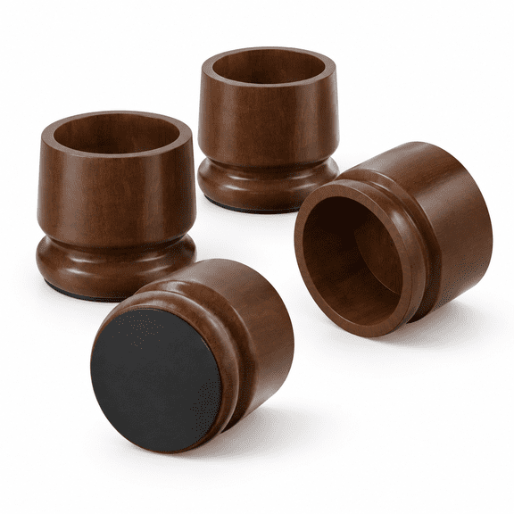 Brown 4" Height 3" Actual Rise Heavy Duty Solid Wood Furniture Risers