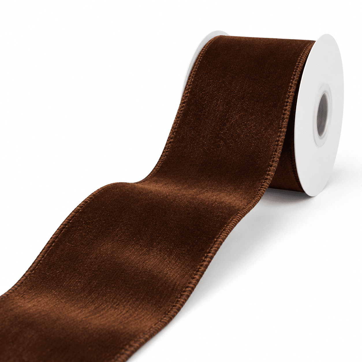 Brown 4 Inch Wired Polyester Satin Ribbon for Gift Wrapping and Crafts ...