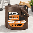 Poly Edge Brown 4' X 20' Super Heavy Duty 16 Mil Poly Tarp Cover with Reinforced ...