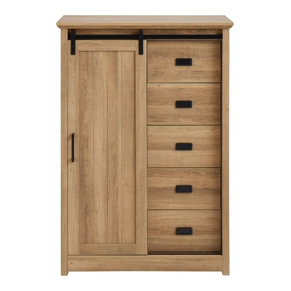 Brown 47.64 in. H Accent Cabinet with 5 Drawers and 4 Shelves