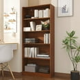 thumbnail image 1 of Brown 5 Tier Book Shelf, 71" Tall Large Bookshelf, Standing Wood Display Book Shelf for Living Room, Office, Library, 1 of 7