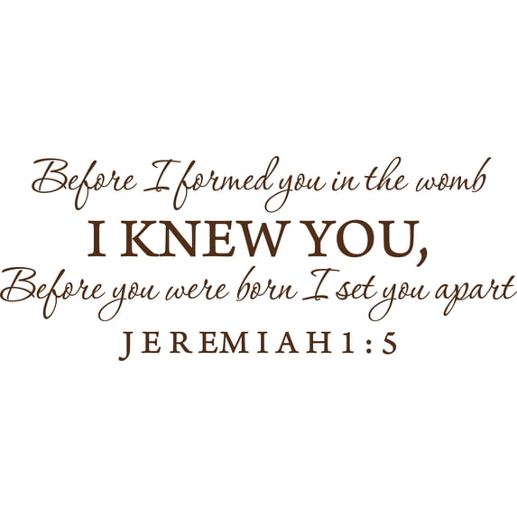 Brown 50" x 20" Decaltor Before I formed you in the womb Jeremiah 1:5 Vinyl wall art family mother newborn bible prayer Inspirational quotes and saying home décor