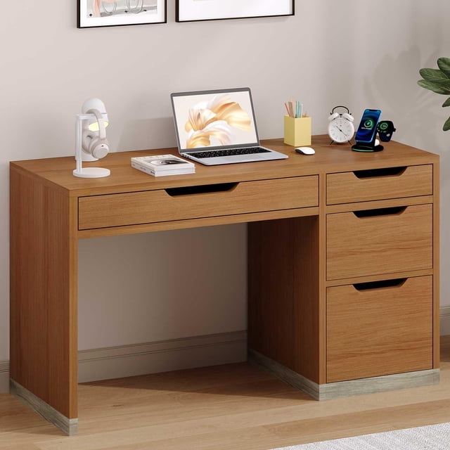 Brown 52 Inch Computer Desk With Drawers For Office And Home Use ...