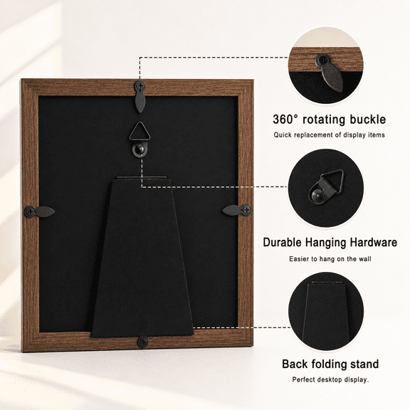 Brown 5x5 Shadow Box Picture Frame Display Case