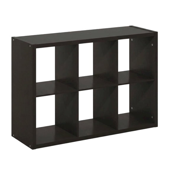 Bison office Brown 6-Cube Open Storage Organizer, Composite Wood, Modular Shelving Unit for Living Room Bedroom Closet Office