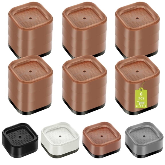 Brown 6 Pack Furniture Risers 1 Inch Heavy Duty Stackable Non-Slip Lift Blocks For Sofa Cabinet Bed Desk Chair