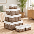 Brown 6 Pack Woven Storage Baskets with Handles for Organizing ...