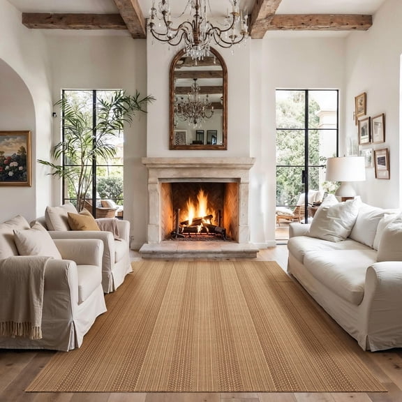 Brown 6' x 9' Boho Woven Area Rug for Living Room Bedroom Dining Home Office
