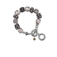 thumbnail image 1 of Brown - 6mm Crystal Bicone Black Pebble Bead Charm Bracelet, 1 of 1