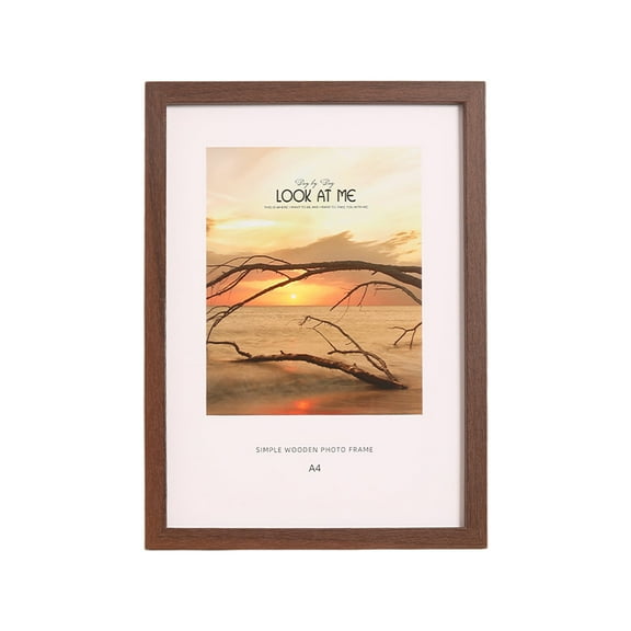 Brown 7 Inch Solid Wood Photo Frame, Dual Purpose Wall Desktop Picture Holder, Wooden Memory Display Frame For Home Office Decor