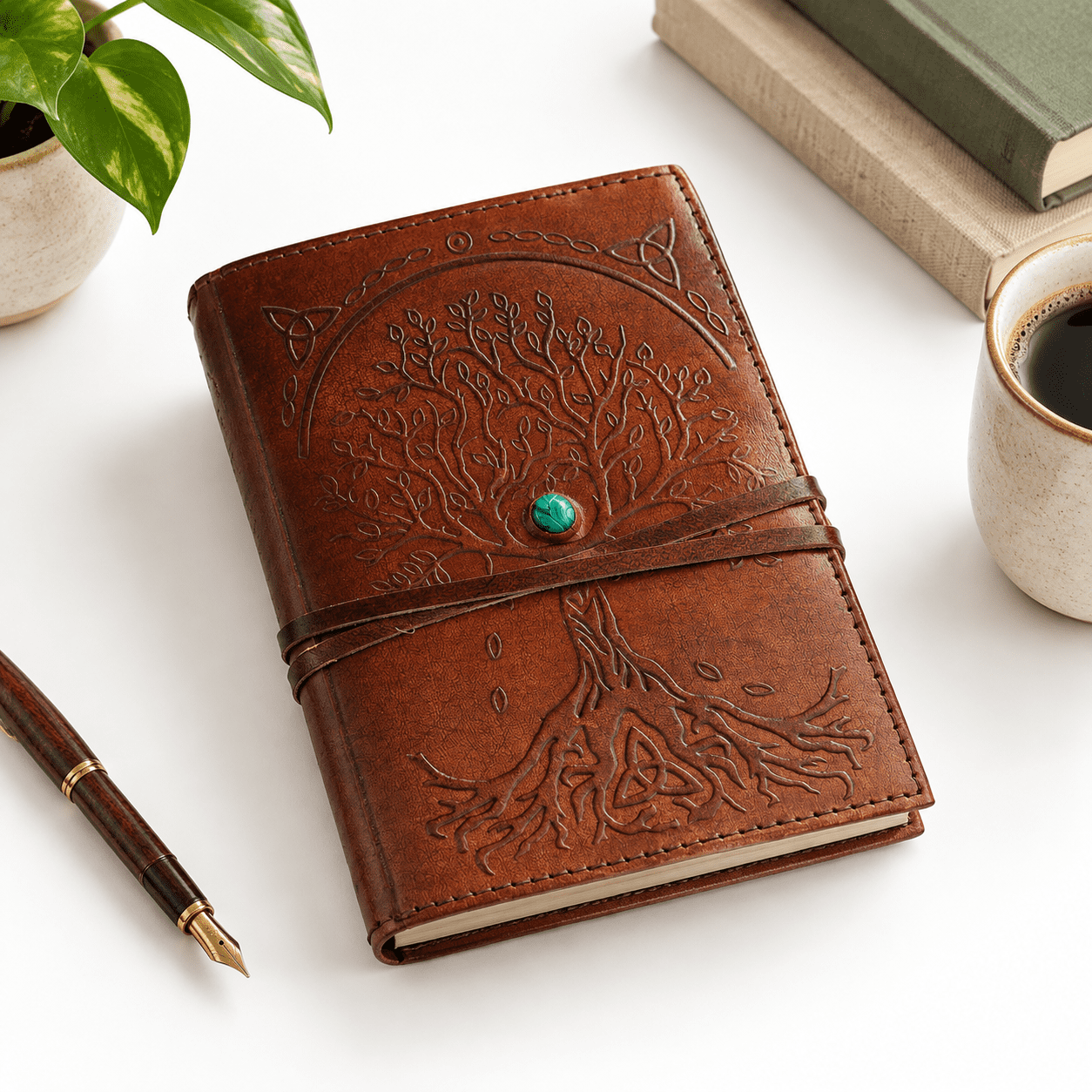 Journal Notebook Front Brown 8 x 6 Lined Handmade Leather Journal Writing Notebook Sketch Book ...