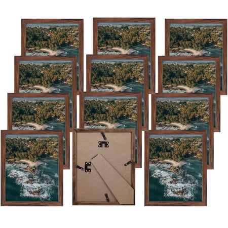 Brown 8x10 Picture Frames Set of 12, Rustic 8 by 10 Photo Frame for Wall and Tabletop Display