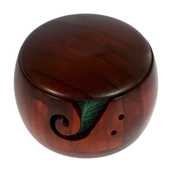 Brown A Wooden Yarn Bowl, Knitting Wool Storage Bowl, Handmade Craft For Crochet, Knitting - Natural Wood