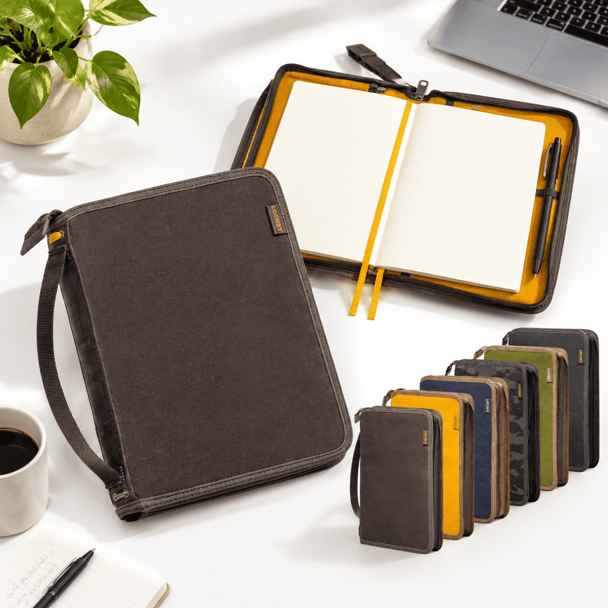 Zipper A5 Brown A5 Zipper Field Folio Binder with Waxed Canvas for Travel and Art ...