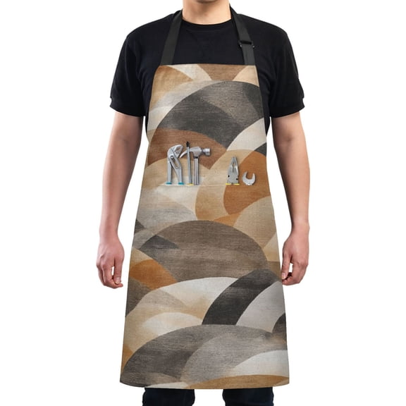 Brown Abstract Art Chef Kitchen Apron with Pockets for Women Waterproof Aprons for Cooking Baking