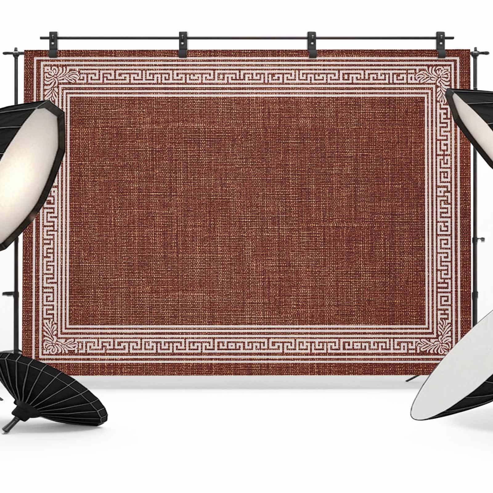 Brown Abstract Art Photography Backdrop 10x8FT, Vintage Linen Greek Key ...