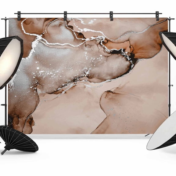 Brown Abstract Backdrop for Photography, Silver Marble Ripples Clouds Luxury Fluid Art Photo Backdrop Portrait Background Party Banner Photo Backgrounds for Studio Booth Props, 7x5ft