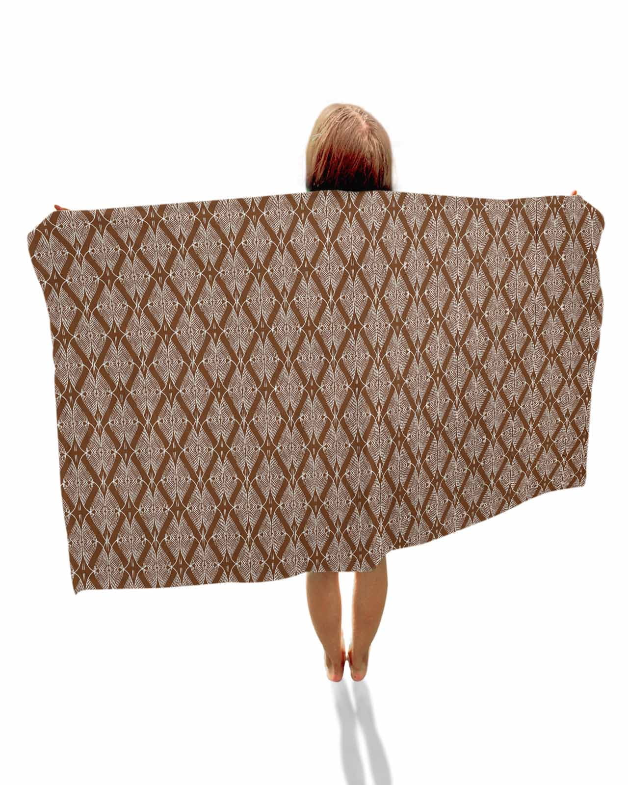 Brown Abstract Beach Towels Oversized Super Absorbent, Modern Geometric Contemporary Art Lightweight Bath Towel Quick Dry Sets For Bathroom/Pool/Rv Camping/Beach Play/Gym Room/Picnic 30"x60"
