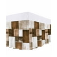 thumbnail image 1 of Brown Abstract Bed Skirt Modern Rustic Geometric Color Block Plaid Bed Skirts King Size 16 Inch Drop, Wrap Around Dust Ruffle&nbsp;Bedskirt with Adjustable Elastic Belt for Queen Size Beds, 1 of 7