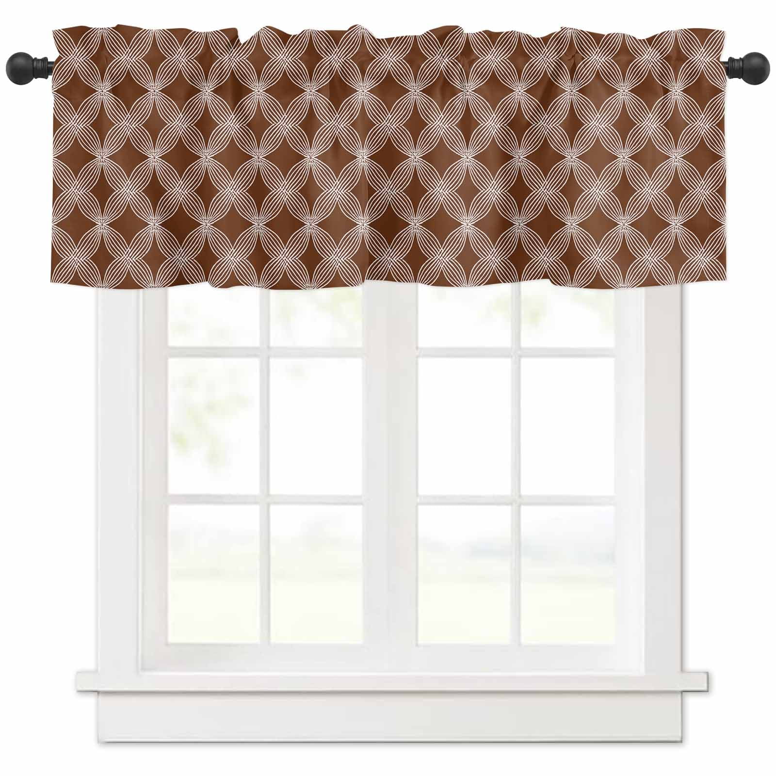 Brown Abstract Curtain Valances for Windows Treatment Tier Curtains