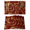 thumbnail image 1 of Brown Abstract Line Placemats Set of 12, Geometric Distortion Texture Fluid Art Placemats for Dining Table, Place Mats for Kitchen Tabletop, Waterproof Wipeable Dining Table Mats Set, 1 of 9