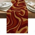 thumbnail image 1 of Brown Abstract Line Table Runner - 70 Inch Long, Kitchen Dining Table Runner Dresser Scarves, Geometric Distortion Texture Fluid Art Farmhouse Decor for Coffee Tables Wedding Party Banquet, 1 of 8