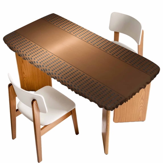 Brown Abstract Table Cloths for 4 Foot Rectangle Tables, Modern Minimalist Geometric Patio Waterproof Elastic Fitted Tablecloths, Washable Rectangular Table Cover for Camping