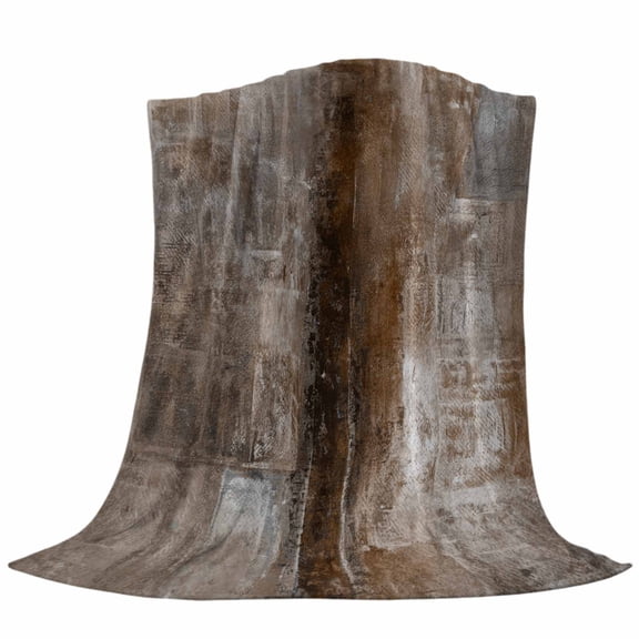 Brown Abstract Throw Flannel Blanket Vintage Graffiti Mottled Texture Super Soft Cozy Bed Blanket, Lightweight Plush Fuzzy Bed Throw for Bedroom Sofa Couch Living Room 50x60In,