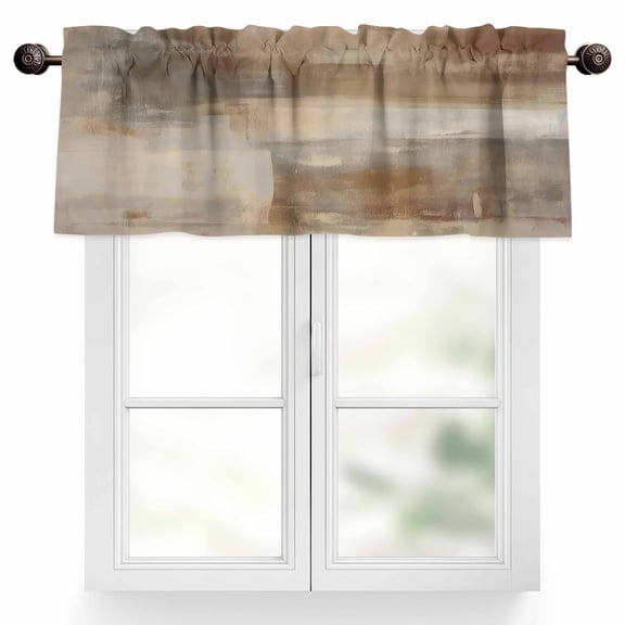 Brown Abstract Valances for Windows, 60 x 18in, Texture Gradient Texture Minimalism Rod Pocket Kitchen Valance Curtain Light Filtering Window Treatments for Living Room Bedroom, 1 Panel