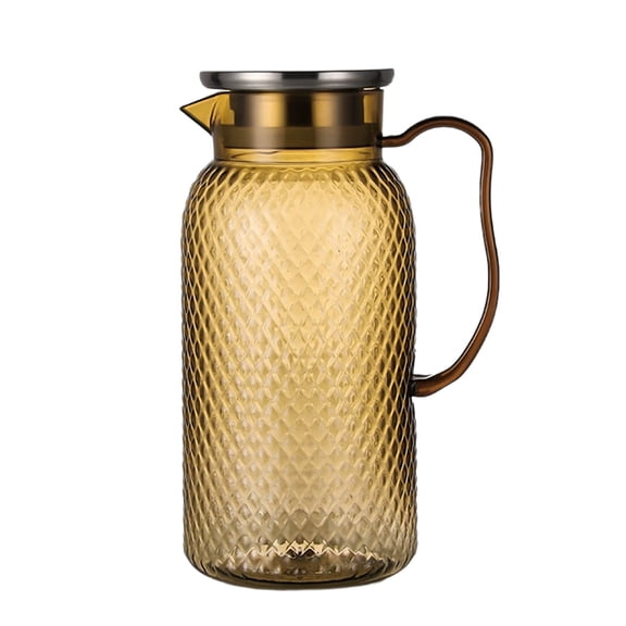 Brown Acrylic Water Pitcher With Stainless Steel Lid And Strainer 1L Diamond Patterned Jug For Cold Drinks 7.5X3.5X3.5 Inch