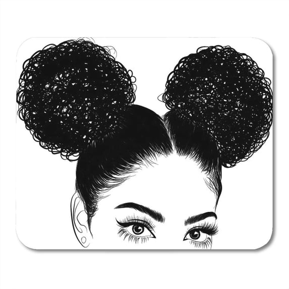 Brown Afro Black Woman Curls for Graphic Tee Idea Mousepad Mouse Pad Mouse Mat 9x10 inch