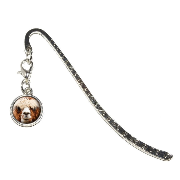 Brown Alpaca Metal Bookmark with Charm