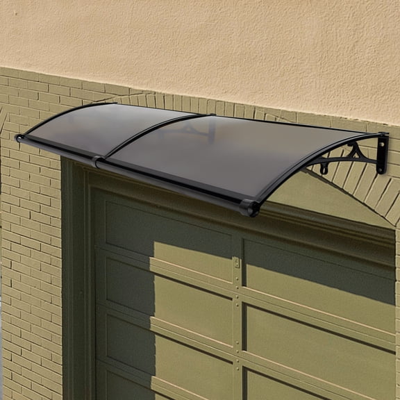 Brown Aluminum Alloy 78.7x23.6-Inch Arched Canopy With Drainage Groove Outdoor Sunshade And Rainproof Canopy
